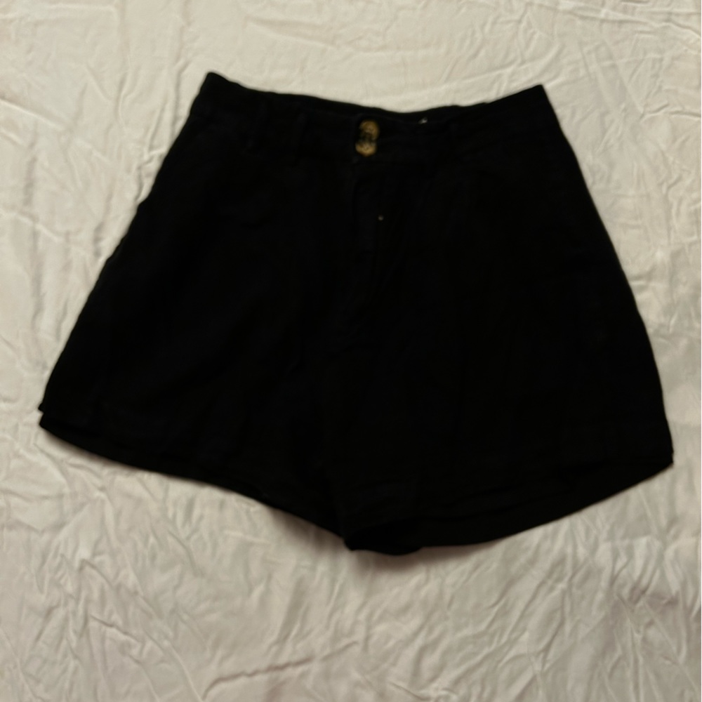 Twik Medium Lined Linen Black Shorts